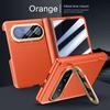 Leather Spring Hinged Lens Camera Holder Stand Case For Huawei Pura X Max With Screen Tempered Glass Protector Cover