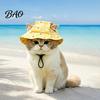 Cat Hat for Outdoor Activities Beach Hat, Summer Cap with Ear Holes, Adjustable Pet Lightweight Sun Small Dogs Cats Protection Non Slip