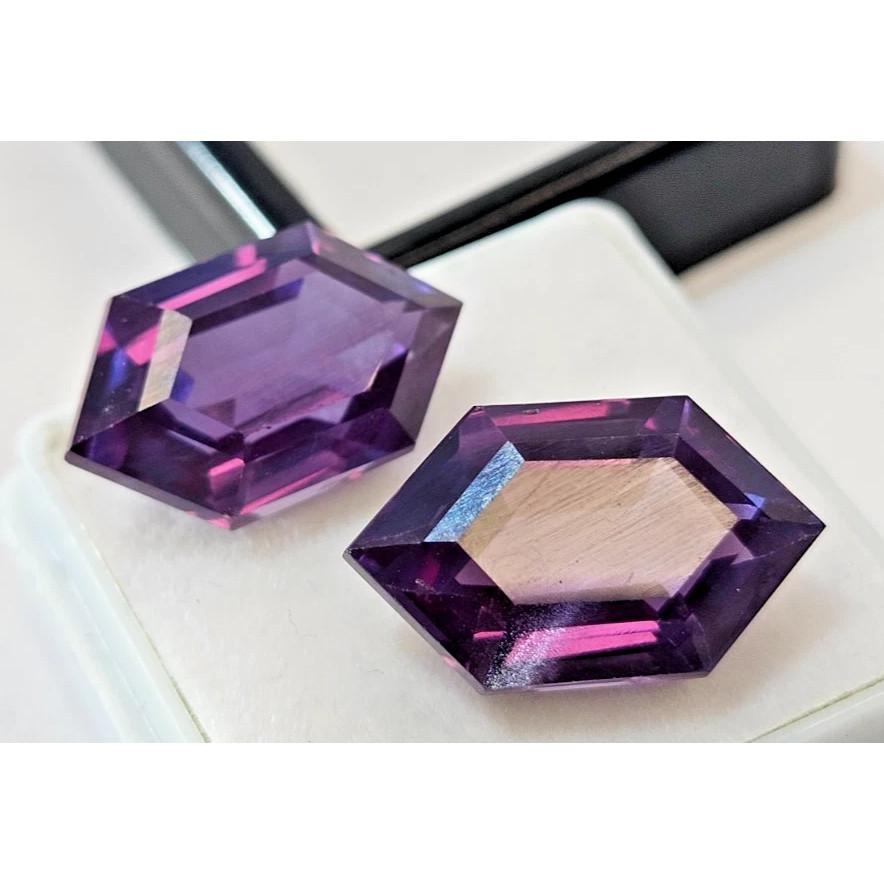 Fabulous Alexandrite Color Changing Natural Fancy Cut 20+ Ct Pair Gemstone