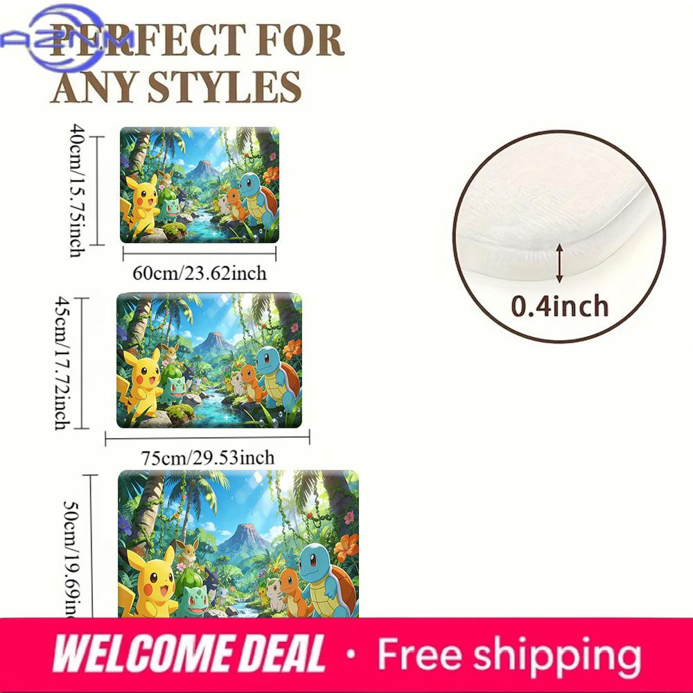 Pokemon Forest River Print Doormat Anti-slip Absorbent Floor Mat for Home Entrance Bedroom Living Room Decor