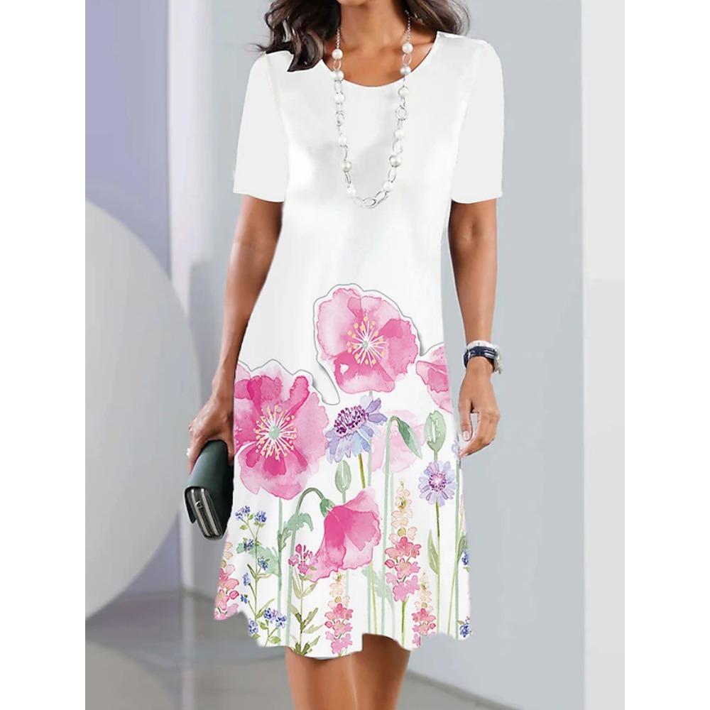 Summer Women's Short-sleeved Streetwear Retro 3d Printed Dress Women's Pullover Elegant Party Fashion Dress
