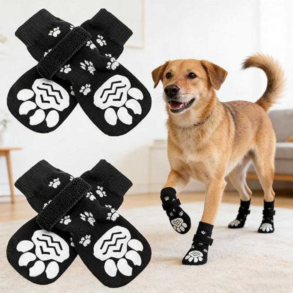 4-Pack Waterproof Dog Paw Protectors Strong Grip Adjustable Paw Protection Socks With Straps Reusable Pet Paw Protector