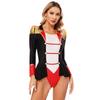 Womens Circus Ringmaster Role Play Long Sleeve Jumpsuit Bodysuit Costume
