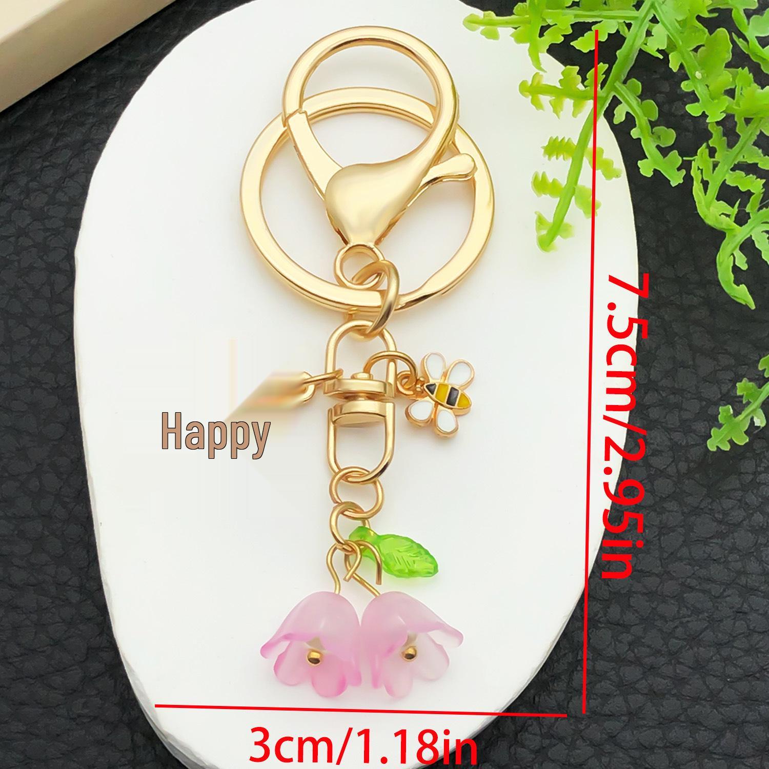 

KC Золотой Брелок-брелок Цветение Вишни и Ландыш Пчела: Рюкзак в форме 8-ки, подвеска, подарок