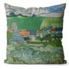 Art Oil Painting Pillow Cover Pastoral Forest Green Flower Home Light Luxury Pillow Sofa Car Bedside Cushion Cover