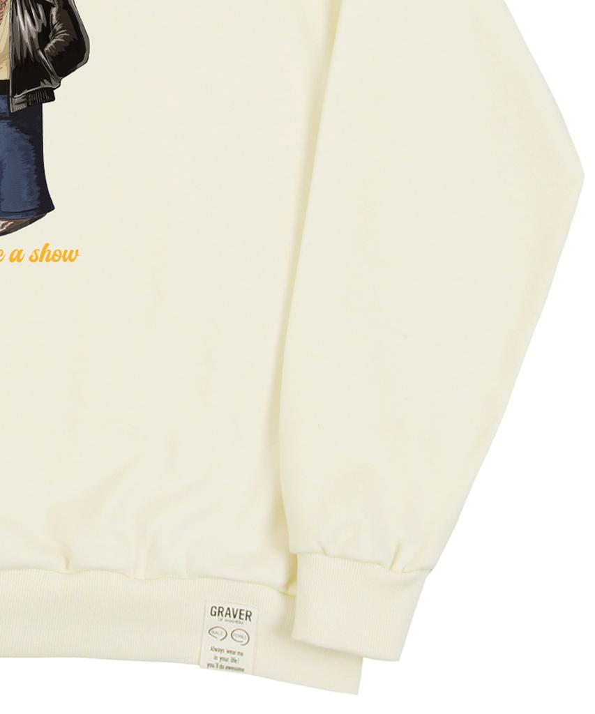 GRAVER [Unisex] Tattoo Dog Perito Sweatshirt_Cream