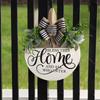 Welcome Sign For Front Door, Rustic Round Wood Wreaths Wall Hanging Outdoor Decor, Porch Fence Decorations Hanging Gift For Home