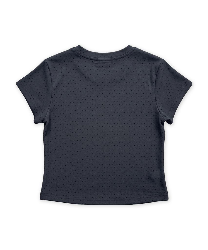 Damiswi Flower Symbol Polka Dot Short Sleeve T-Shirt_Charcoal