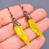 Yellow Topaz Rough Stone Unique Artisan Dangling Trendy Earrings Jewelry Copper V-7