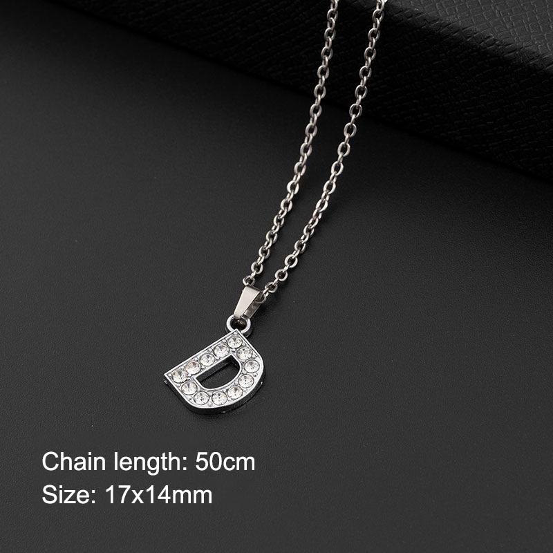 Women Shining Zircon A Z Letter Pendant Necklace 1Pcs Adjustable Clavicle Chain Personalized Jewelry for Birthday Present