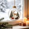 Seasonal Decorative Gifts Light Up Christmas Scene Ball Ornament with Warm LED Glowing Holiday Story for Clear Acrylic Hanging Balls Tree Decor