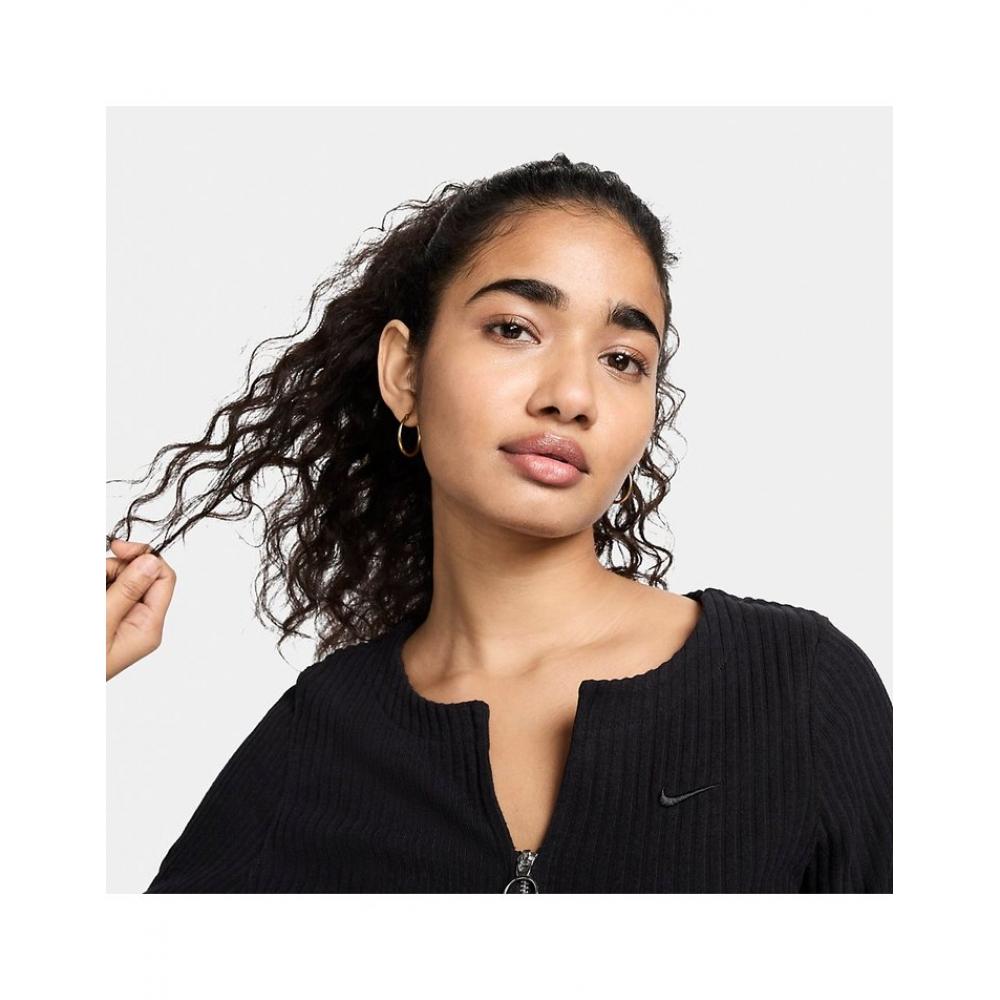 Nike Nsw Chill Knit Ribbed Zip Up Cardigan Black