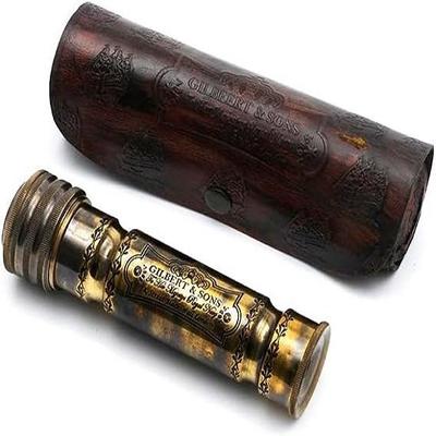 Handmade Brass Kaleidoscope with Leather Case Nautical for Friends Family