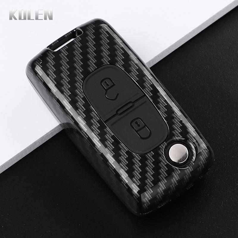 Abs Carbon Fiber Style Car Key Case Cover For Peugeot 107 207 307 308 407 607 3008 5008 For Citroen Xsara Picasso C5 C6 C8 Fob