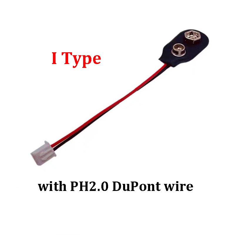 9V Battery Connector Power Clips DC Jack Male Female Alligator Snap Adapter Wire Holder Cable With PH2.0/XH2.54 wire