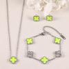 Four-leaf Clover Three-piece Set Bracelet Necklace and Earrings Colorfast Luxurious and Fashionable