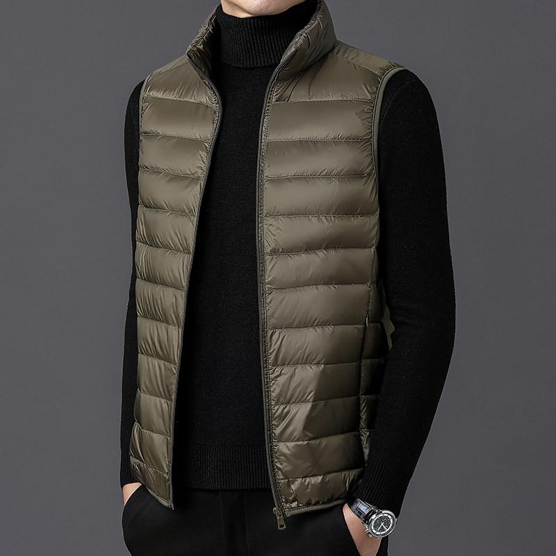 

Men s Lightweight Stand Collar Hooded Down Jacket - Spring, Autumn, Winter Plus Size M