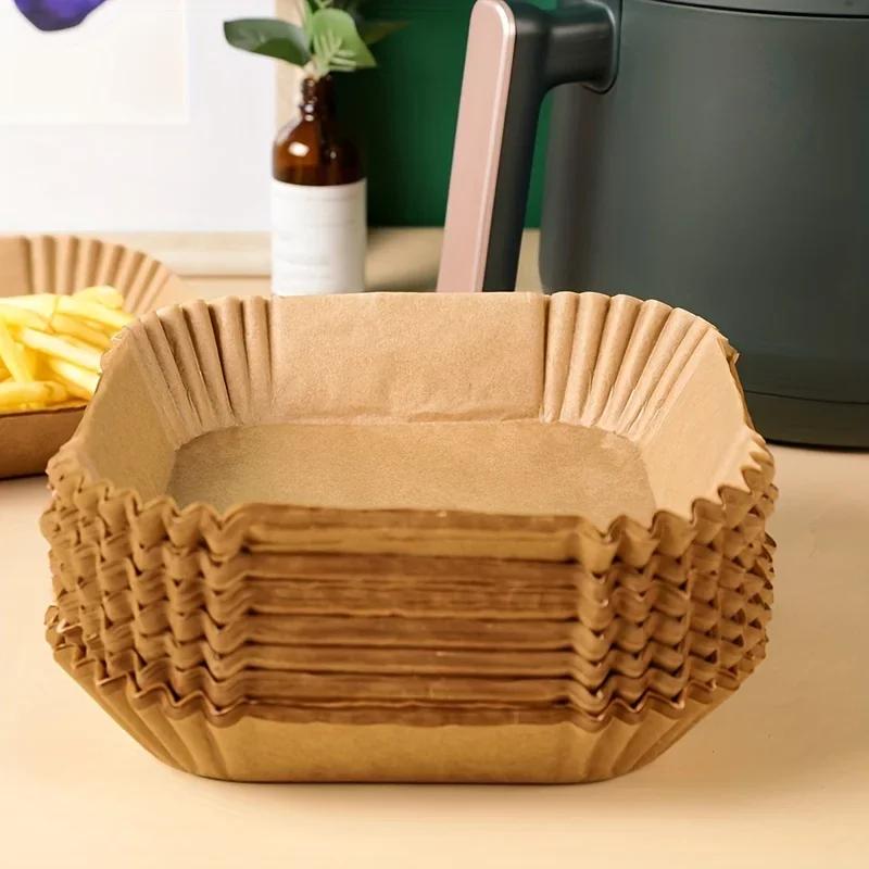 50-200 Stück Quadratisches Silikonölpapier Mini-Heißluftfritteusen-Einlage Geeignet für die meisten Heißluftfritteusen Antihaft-Heißluftfritteuse