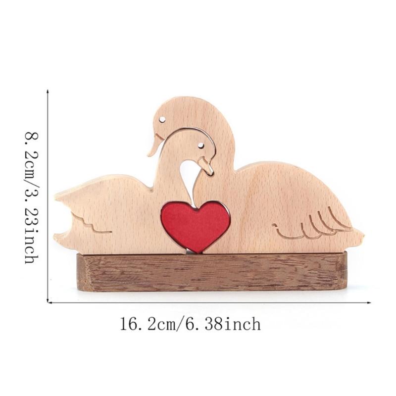 Heart Shaped Wood Sculpture Artworks Unique Couple Puzzle Statue Crafts Figurine Sculpture Ornament