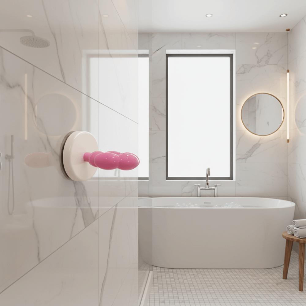 2pcs Cute Detachable Rotating Suction Cup Hook Cream Color Plastic Bathroom Hook Portable Adhesive-Free Hanging Hook Office