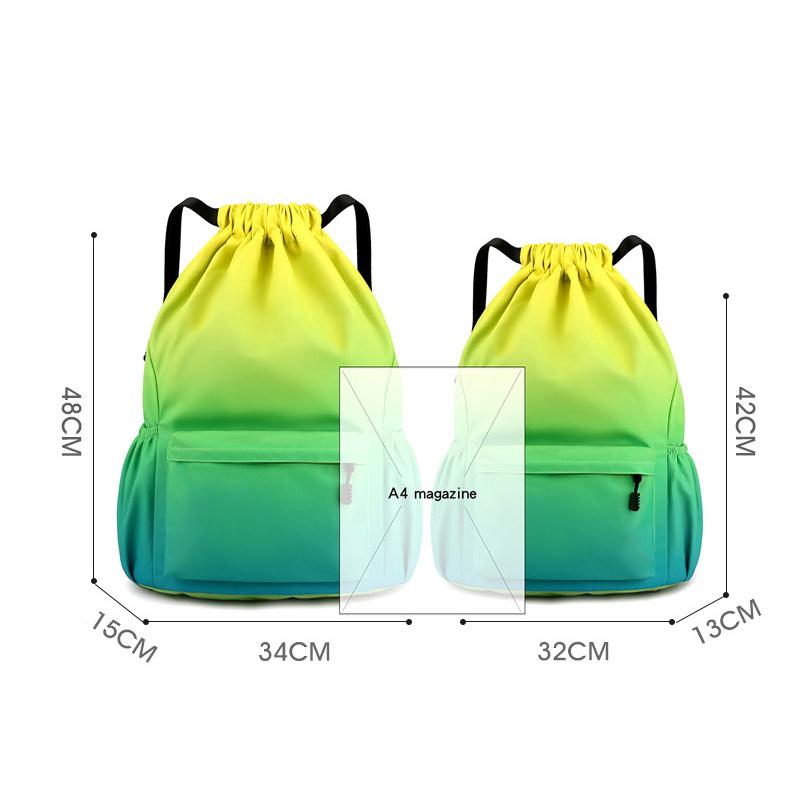 Nylon Gradient Bundle Pocket Backpack Large Capacity Waterproof Sports Drawstring Bag Portable Casual Daily Travel School Bag
