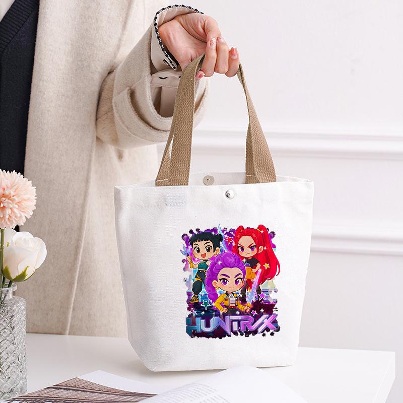 Canvas Bag Kpop Peripheral Cute Portable Cartoon Canvas Bag Student Leisure Shoulder Bag Shopping Bag