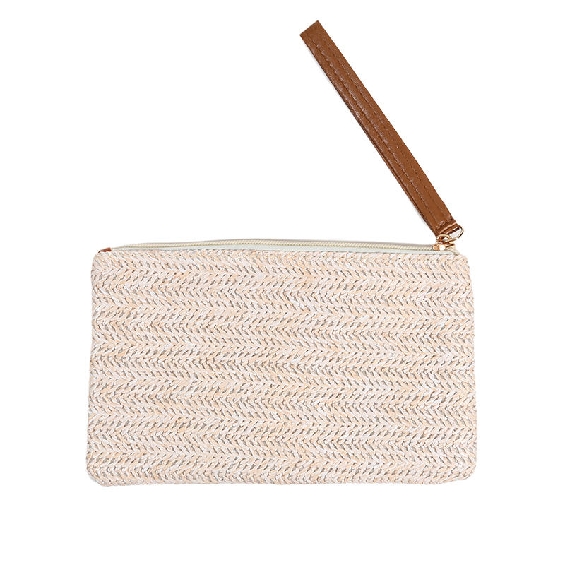 Fashion Ladies Weaving Bag Wristlet Clutch Women Daily Money Phone Clutch Solid Straw Woven Coin Purse Beach Wallet Card Leisure Travel
