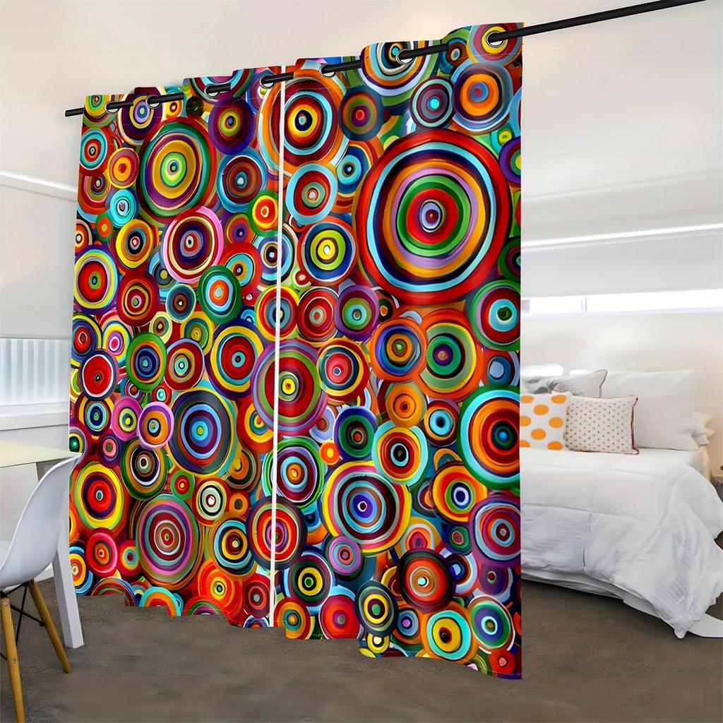 2 Stück Böhmische geometrische Punkte bedruckte Vorhänge, Schlafzimmer und Wohnzimmer, Heimdekoration, Raumdekoration