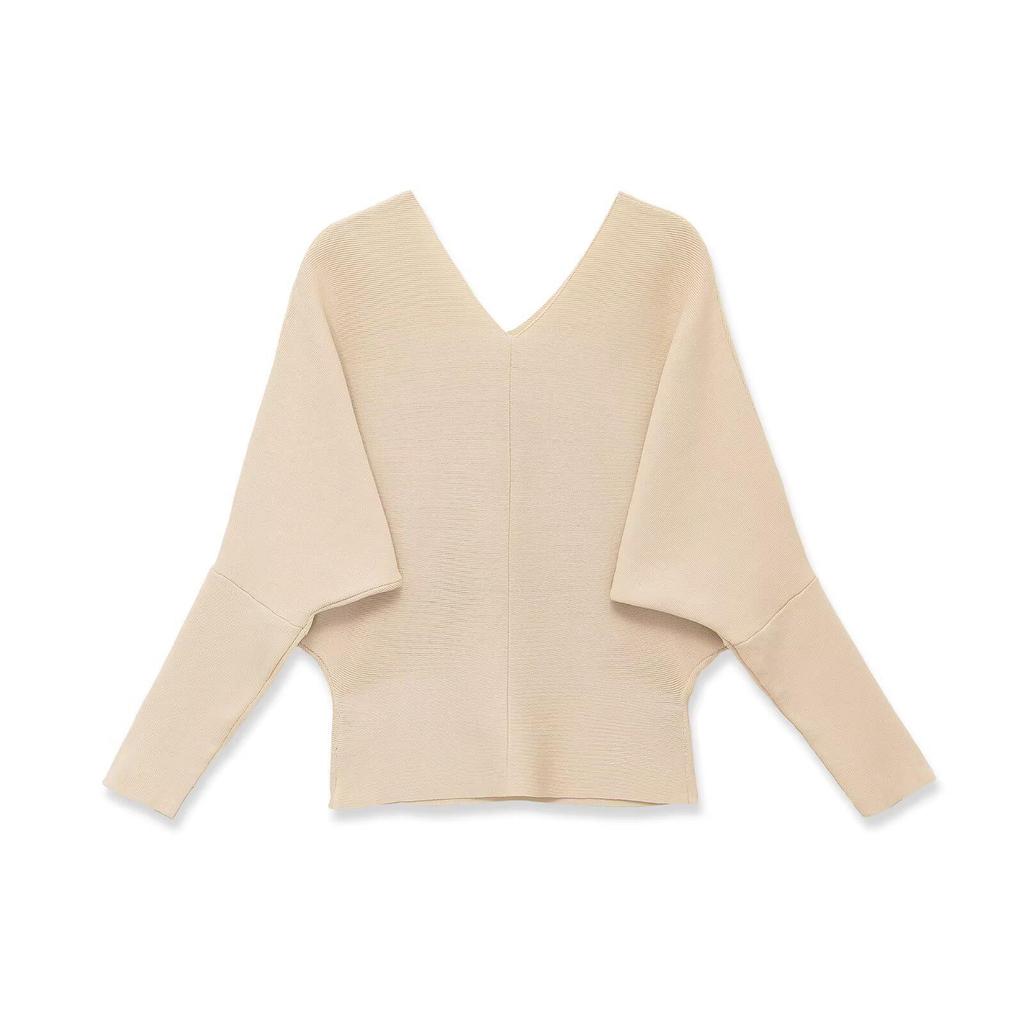 Spring 2026 Women's Fashion: European & American Style V-Neck Long Sleeve Knitwear, Solid Color, Simple Design.