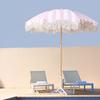 Patio Umbrella with Fringe 8 Fiberglass Ribs UV Proof Large Outdoor Table Market Umbrella for Garden Deck Backyard Pool