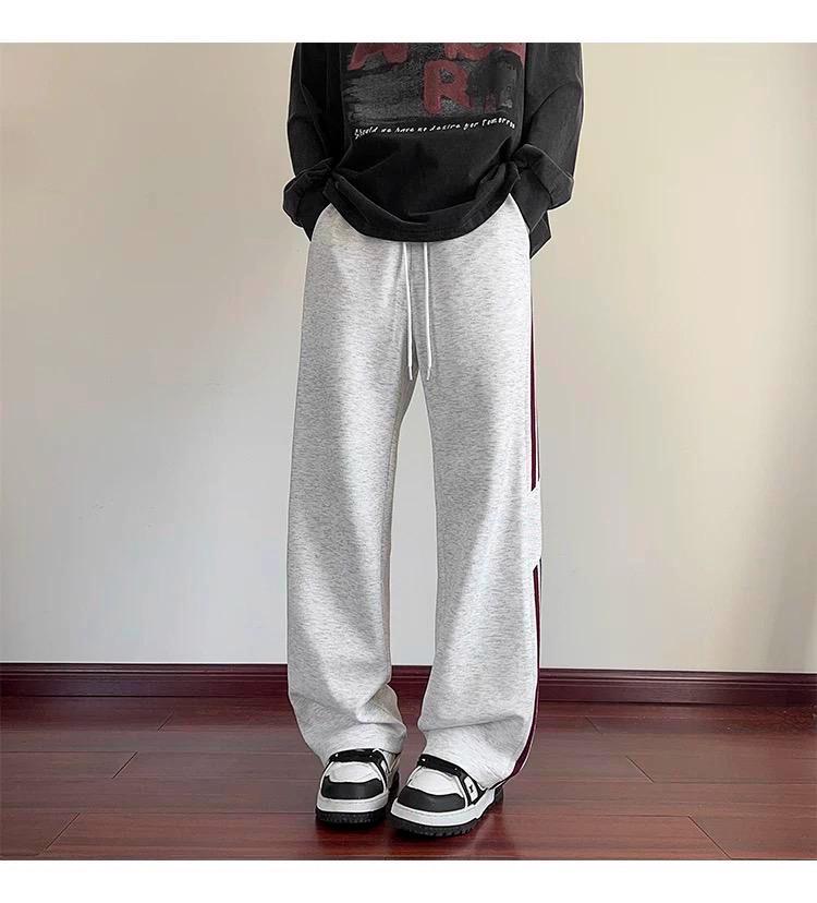Men's Wide-Leg Striped Casual Pants - New Autumn/Winter 2025 Trend, Plus Velvet, Loose Fit