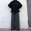 2024 Women's High Waist Plaid Pants - Korean Style, Casual, Wide Leg, Loose Fit for Spring and Autumn.