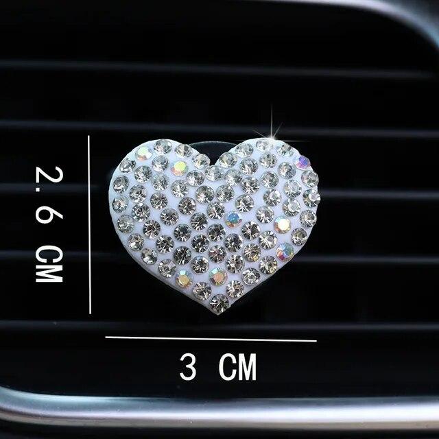 Heart-shaped Car Air Outlet Perfume Clip Rhinestone Car Air Conditioning Air Outlet Perfume Decoration Clip Car Auto Accessories
