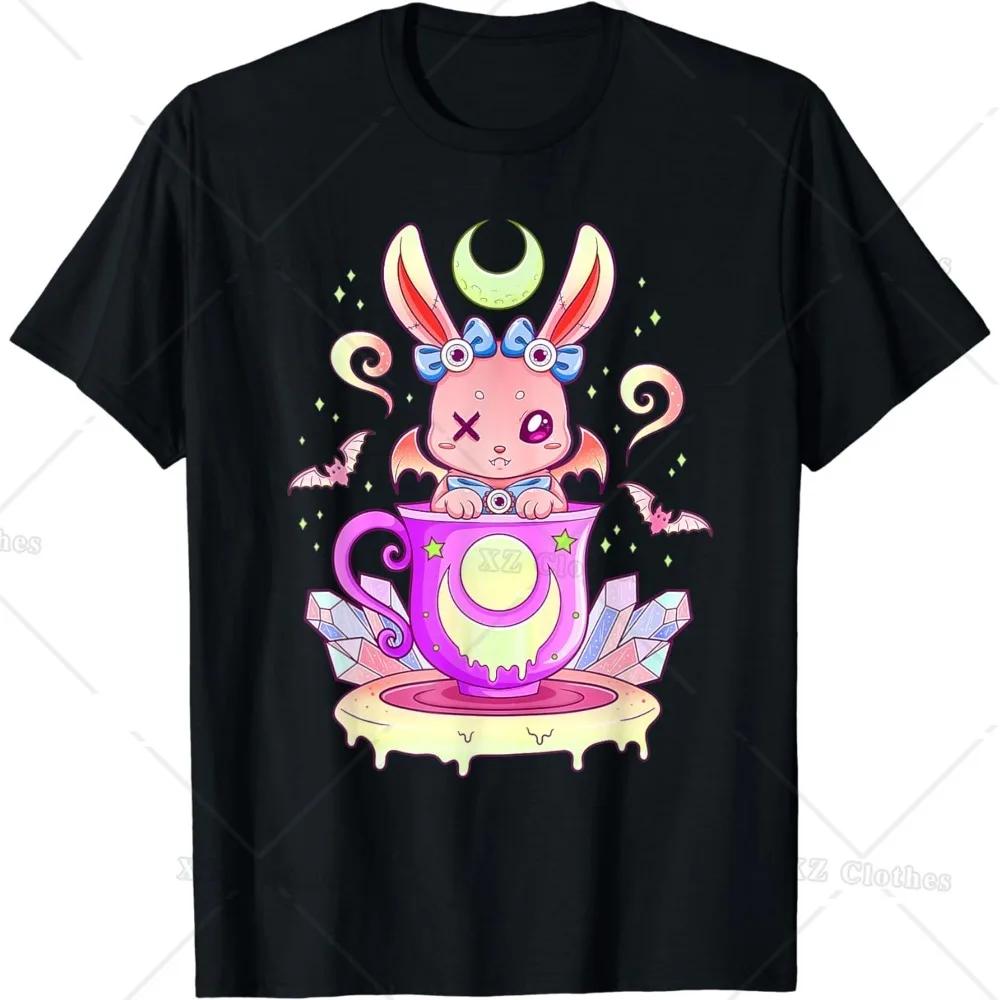 Creepy Bunny Bat Teacup Graphic Tee Kawaii Pastel Soft Cotton TShirt S
