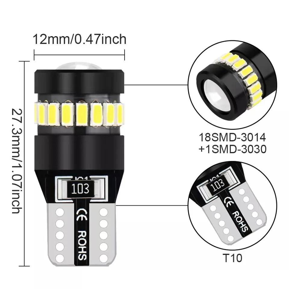 2x W5W T10 3014 18SMD Led Bulbs Canbus Car Interior Light Bulbs Parking Position Lamp Map Dome Reading Lights Bulbs 7