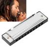 Diatonic Harmonica Aluminum Alloy 10 Hole C Key Portable Mouth Organ Musical Instrument Silver Gift