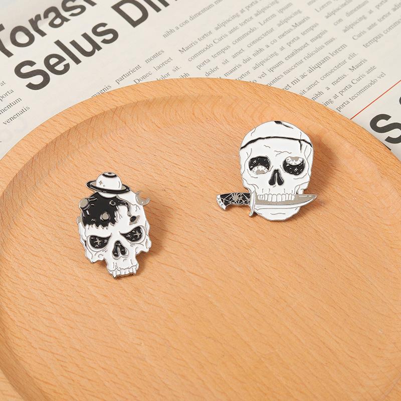 Skull Head Black Cat Magic Enamel Pin Lapel Pin For Clothes Brooches On Backpack Briefcase Badge Jewelry Decoration Gifts For Fr