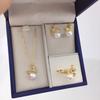 Pearl Set: Freshwater Pearl Pendant, Bow Stud Earrings, and Ring for Women