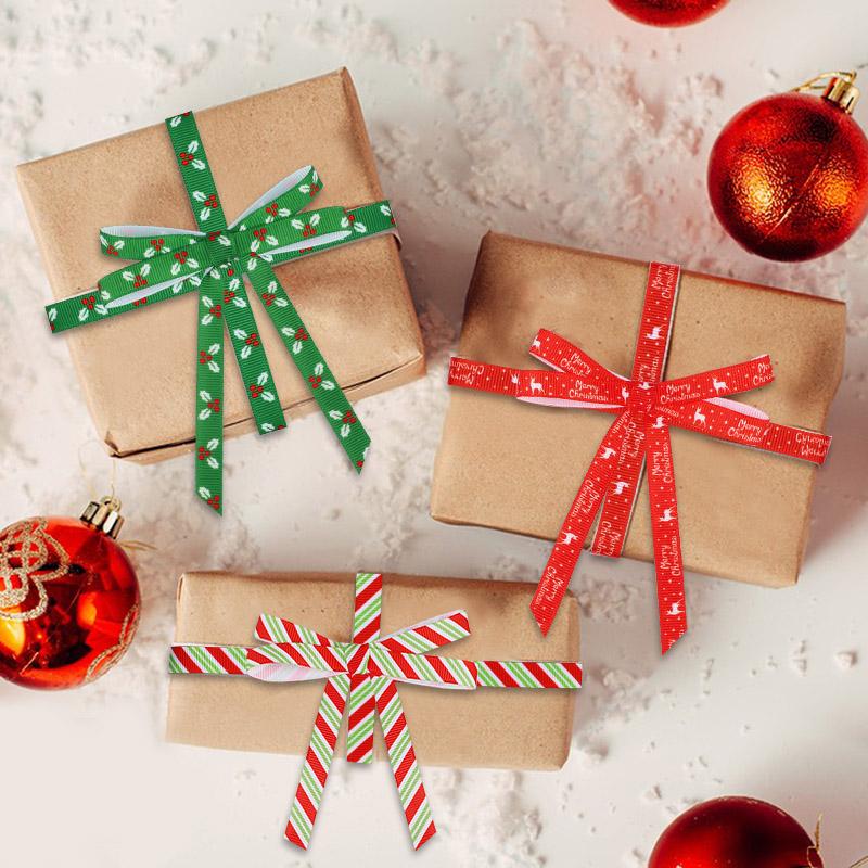 10 Yards 10mm Weihnachtsband Geschenkverpackung Polyesterband Schleife Neujahrsparty Handgemachte Geschenke Dekoration DIY Bastelmaterial