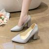 Fashion Big Size Shoes Woman Sandals Ladies Patent Leather Beige High Heels Work Dress Professional Large African 12cm Block Office