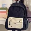 Mochila de lona con lazo Mochila casual bordada para estudiantes Bolso escolar Mochila deportiva de poliéster de color contrastante de gran capacidad