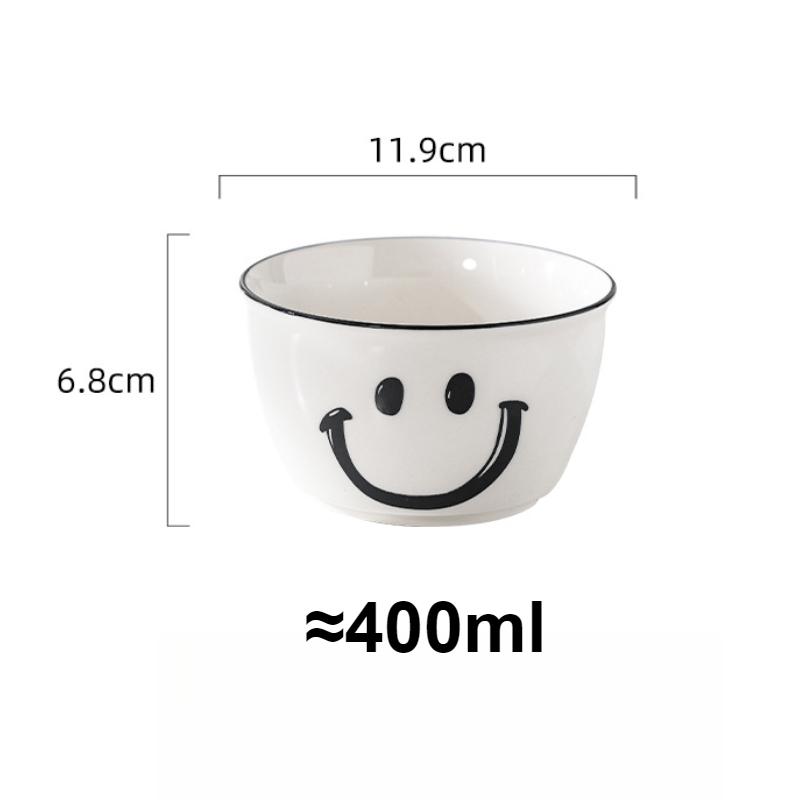 Smile Ceramic Bowl Rice Soup Salad Bowls White Plate Bowl Set Fruit Bowls Kitchen Household Supplies Nordic Korean Tableware