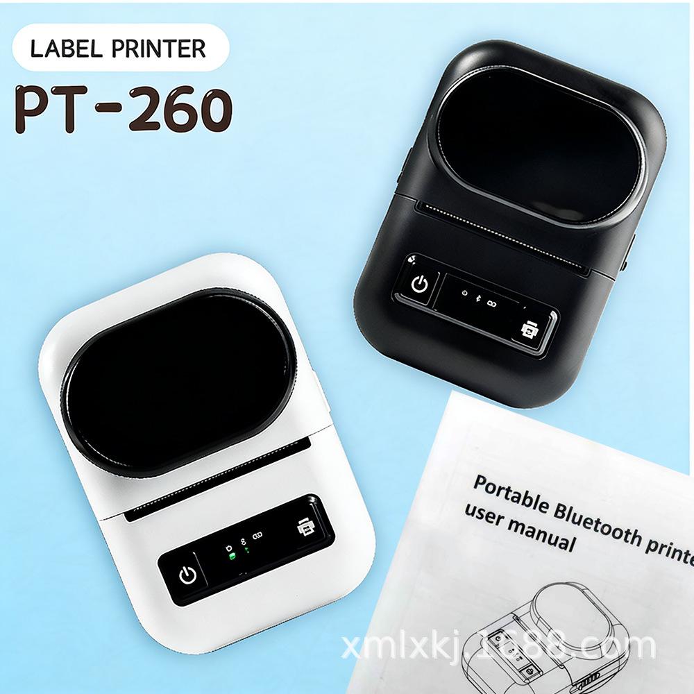 Bluetooth Thermal Mobile Label Printer for Home - Compact QR Code & Barcode Printing Black Model PT-260