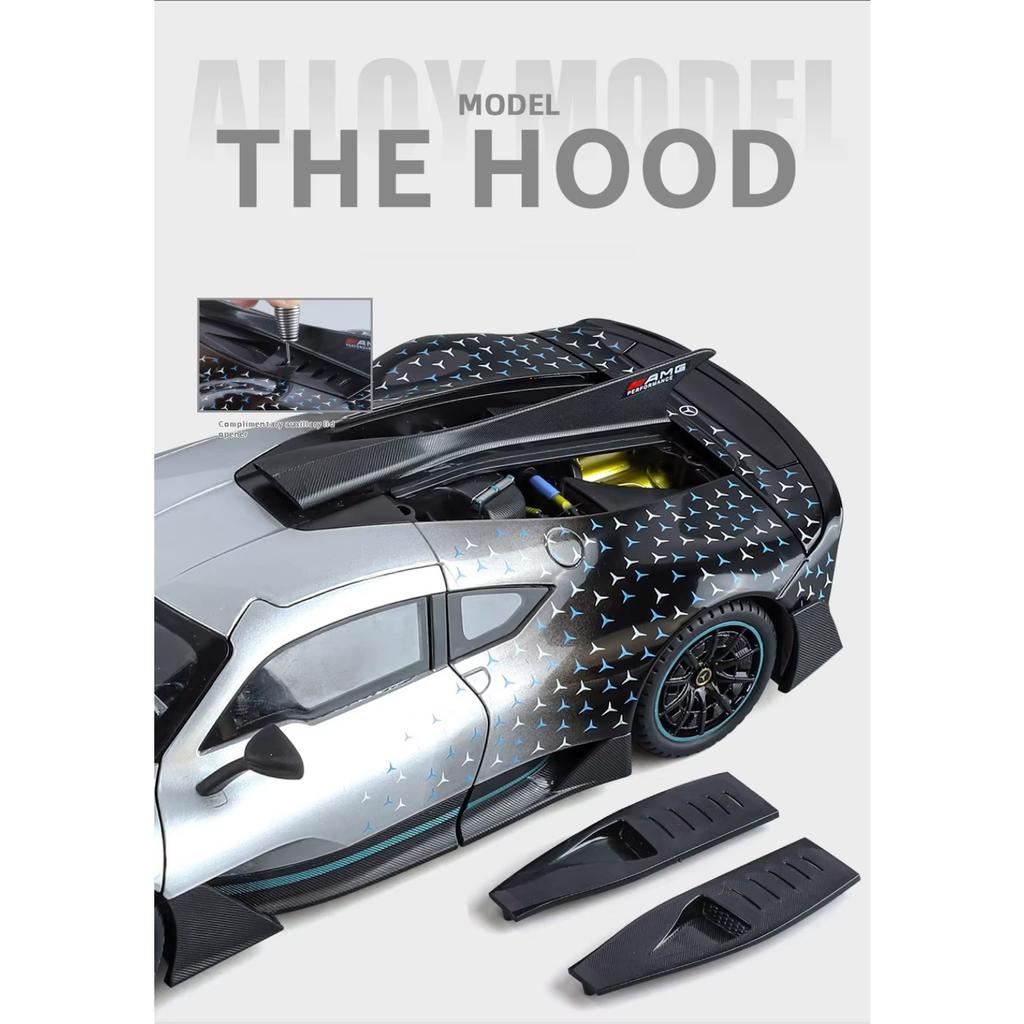 Modello di auto sportiva in lega Benzs One in scala 1/18 Diecast Metallo Concept Veicoli da corsa Modello di auto Simulazione suono e luce Giocattoli per bambini Regalo