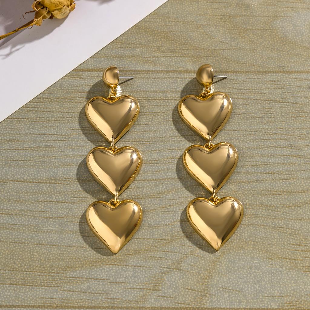 Layered Big Heart Pendant Drop Earrings for Women Trendy Large Long Hanging Earrings 2026 Fashion Jewelry Accessories Girls Gift