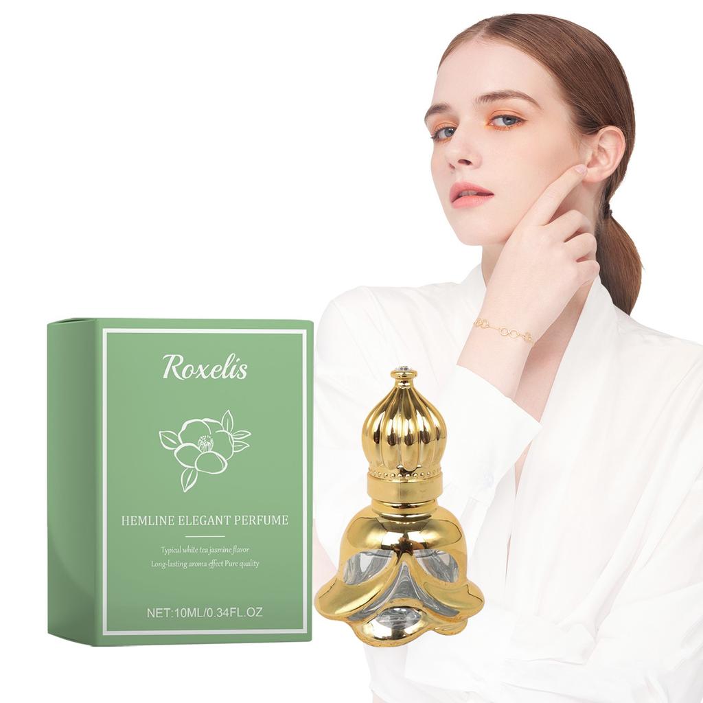 Parfémy z bílého čaje Jasmine Obsahuje čajový olej Výtažky z jasmínu Pikantní pro ženy Užijte si eleganci Cestovní velikost Koncentrovaná dlouhotrvající aromaterapie 10 ml