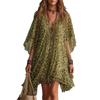 Women's Leopard Print V-Neck Loose Fit Beach Cover Up Dress for Summer Vacation