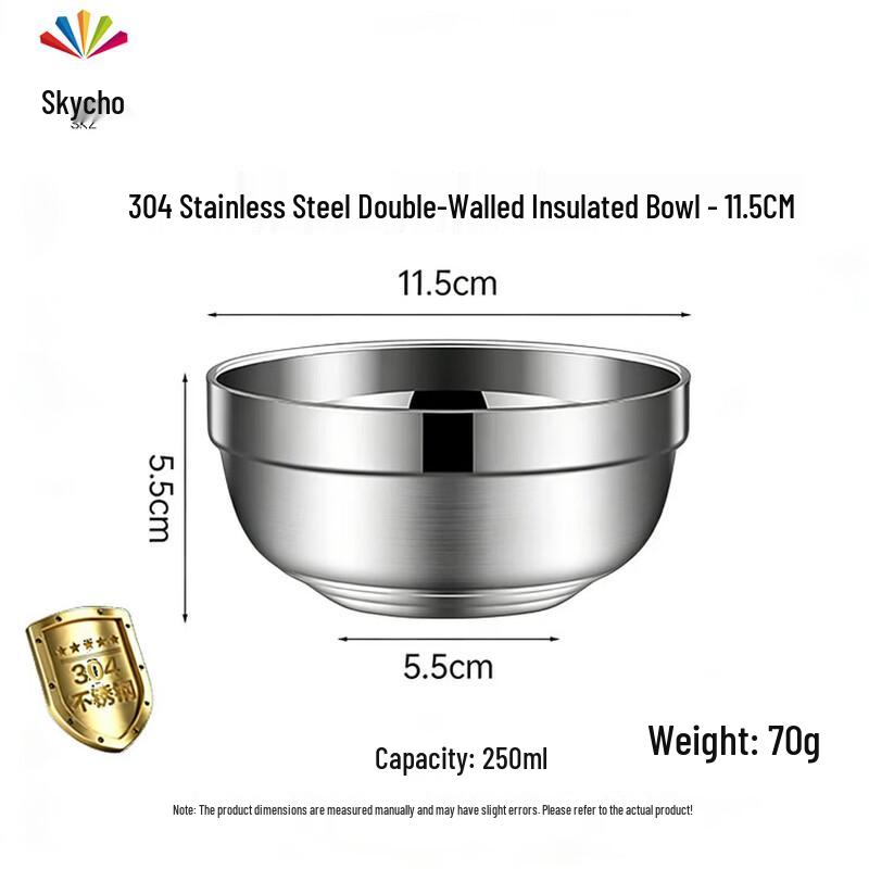 Sikaizhuo 304 Stainless Steel Double-Layer Insulated Bowl