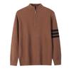 Manzibo Men's Half-Zip Jacquard Knit Stand Collar Sweater - Breathable Casual Autumn/Winter Pullover