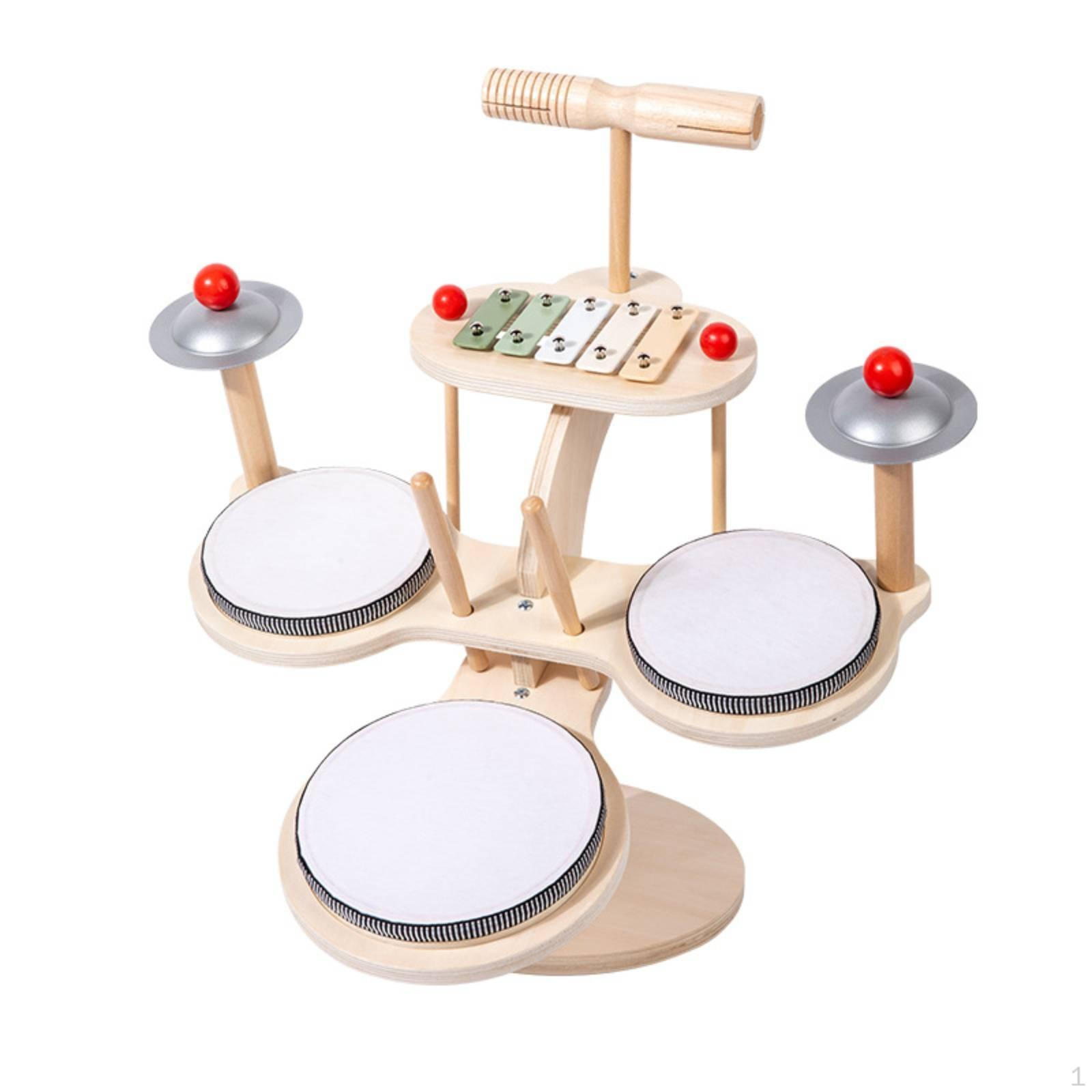 Complete Musical Instrument Set Multifunction Wooden Drum Educational Toy for Young